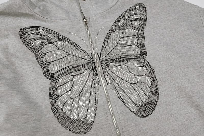 90s GRUNGE BUTTERFLY PATTERNED ZIPPED HOODIE - Maverick Feather
