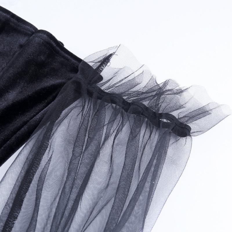 GOTH VELVET TRANSPARANT LONG SLEEVE MINI DRESS - Maverick Feather