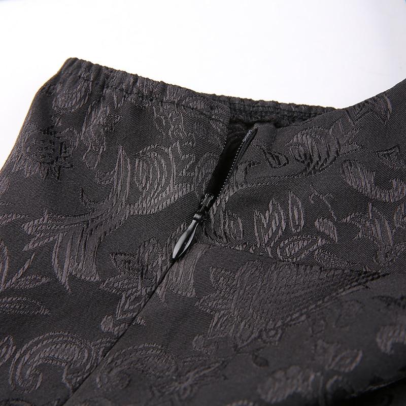 GOTH VINTAGE ASYMMETRICAL CHINESE STYLE PATTERNED BLACK MINI DRESS - Maverick Feather